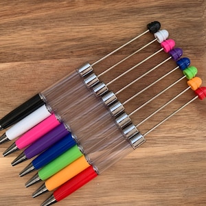 (4) Four Beadable Multi Color Ink Pens/ DIY Pen/ Bling Pen/ Click Pen