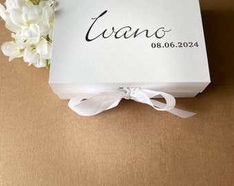 Personalized gift box with/without Bible in Croatian - NEW!! White gift box with magnetic closure