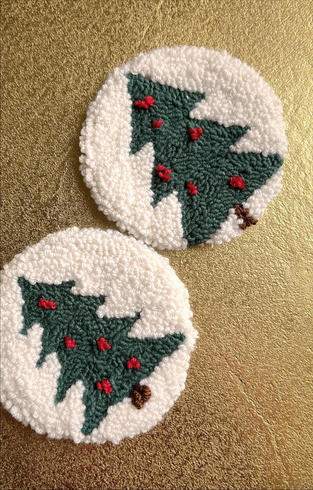 Punch Needle Coaster / Punch Needle Mug Rug / Mug Rug / Etsy