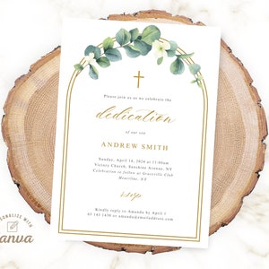 Dedication Invitation, Editable Child Dedication Invitation Template, Baby Dedication Canva Template, Digital File, Instant Download