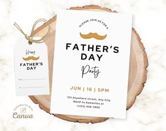 Vatertag Einladung bearbeitbar Vatertag Feier einladen Vatertag Party einladen Canva Vorlage Sofortiger Download Digitale Datei
