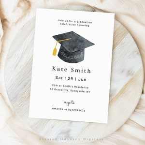 Graduation Party Invitation, Editable Grad Party Invitation, Minimalist Graduation Party Canva Template, Instant Download, Digital File, 5x7
