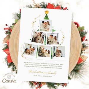 Weihnachtsfotokarte, Weihnachtsgrußkarte, religiöse Weihnachtskarte, Weihnachtskarte Canva Vorlage, digitale Datei, Sofortiger Download