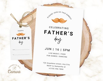 Bearbeitbare Vatertagseinladung Vatertagsfeier laden Vatertagsbrunch Canva Vorlage Sofortiger Download Digitale Datei ein