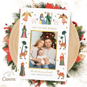 Weihnachts-Foto-Karte, Weihnachts-Foto-Karte Krippe, Weihnachtskarte, Canva Vorlage, digitale Datei, Instant Download
