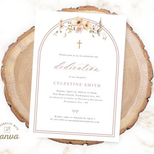 Dedication Invitation, Editable Child Dedication Invitation Template, Baby Dedication Canva Template, Digital File, Instant Download