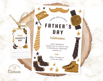 Bearbeitbare Glücklicher Vatertag Einladung Vatertag Feier Laden Vatertag Brunch Canva Vorlage Sofortiger Download Digitale Datei ein
