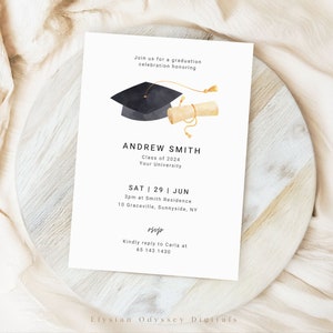 Graduation Party Invitation Canva Template, Editable Graduation Invitation, Instant Download, Digital File