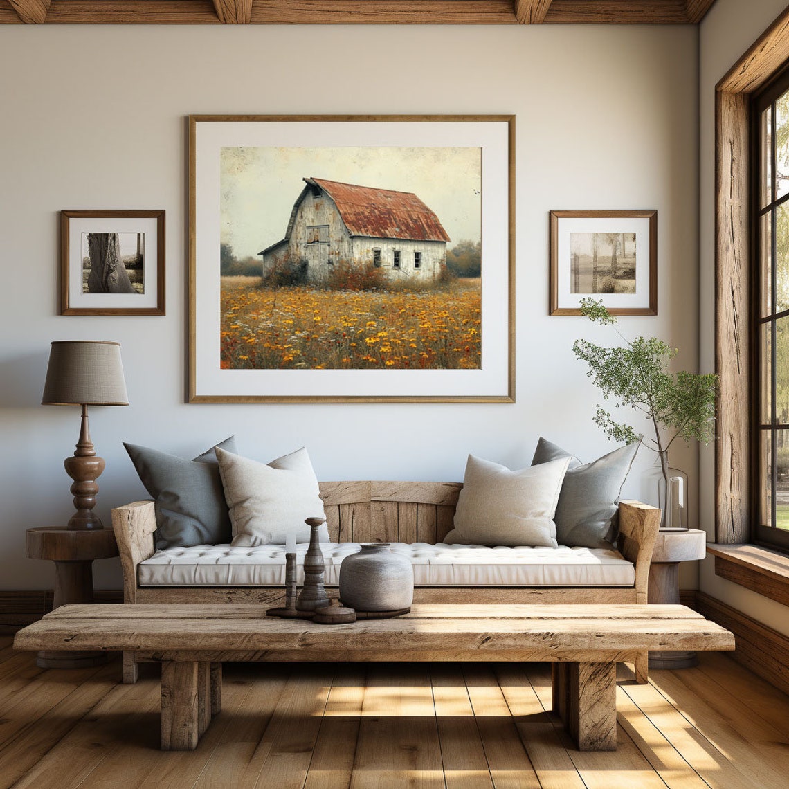 Modern Farmhouse Art Home Cabin Décor Farming Picture Weathered Barn ...