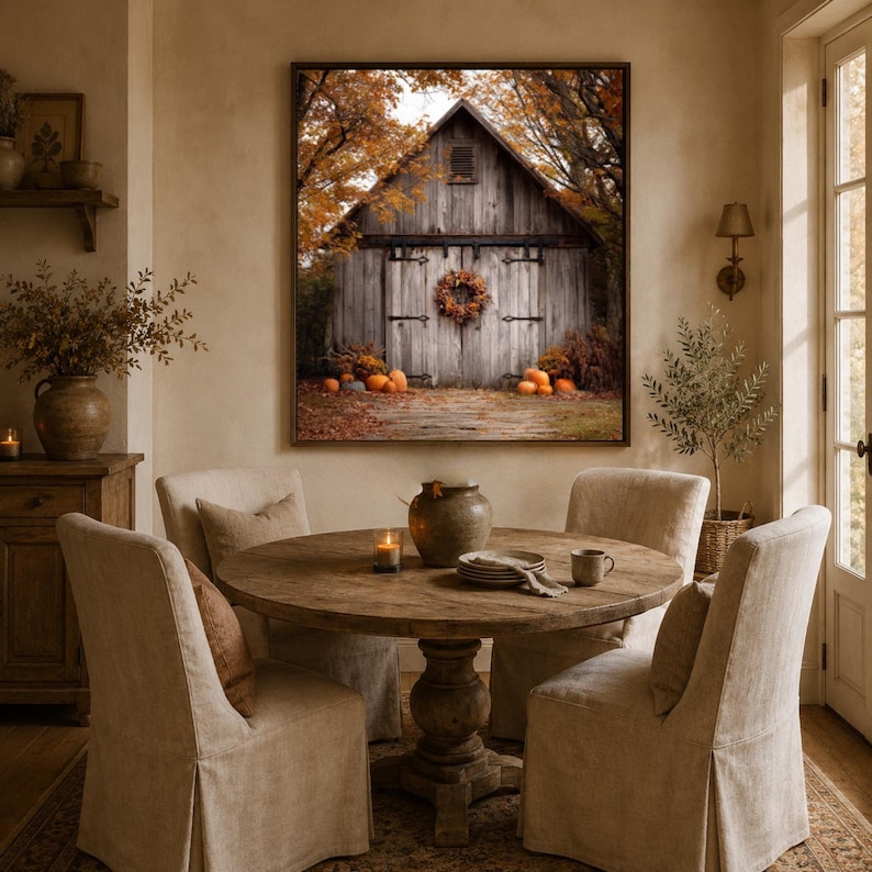 Autumn Barn Canvas Print: Rustic Farmhouse Wall Art - Etsy