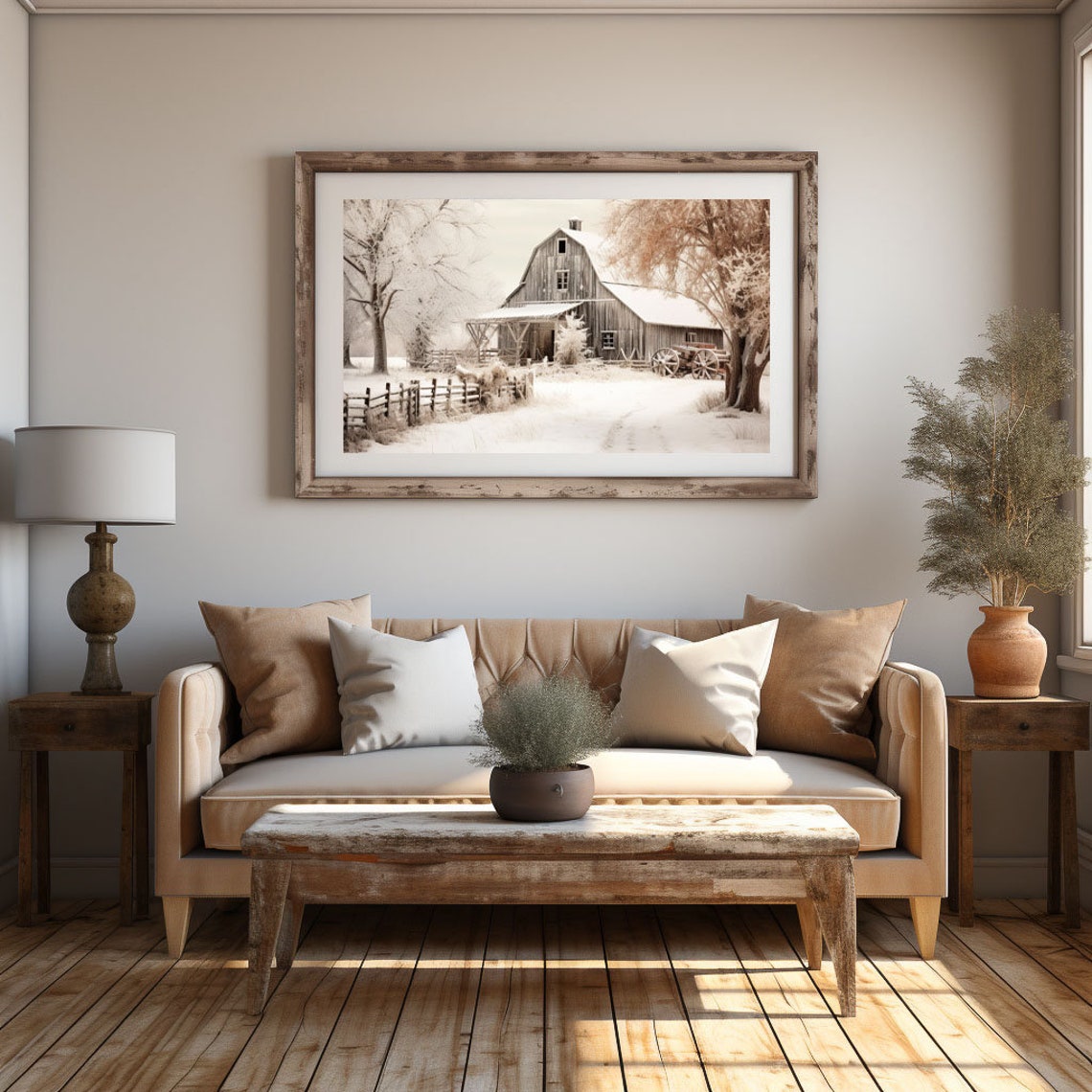 Modern Farmhouse Art Home Cabin Décor Farming Picture Weathered Barn