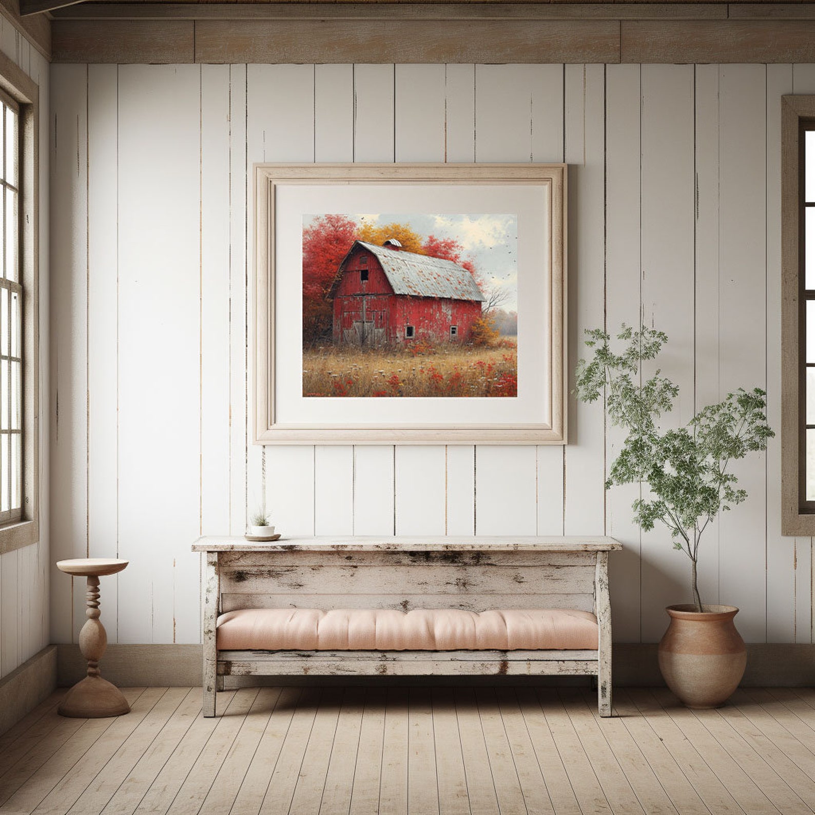 Modern Farmhouse Art Home Cabin Décor Farming Picture Weathered Barn