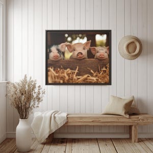 Cute Piglets Canvas Art Charming Farmhouse Pig Canvas Print Rustic Wall Art Cute Animal Decor Gifts for Animal Lovers Farmhouse Decor
