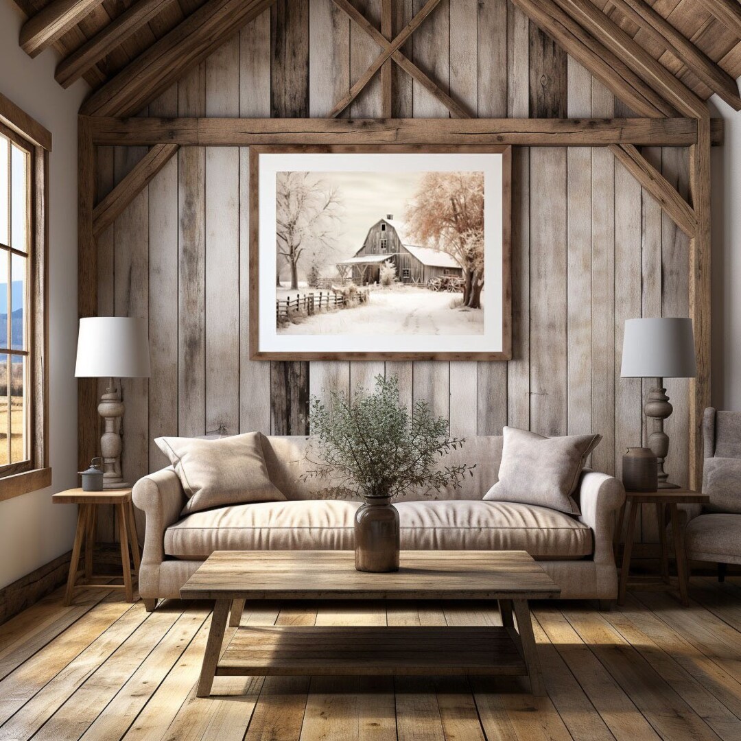 Modern Farmhouse Art Home Cabin Décor Farming Picture Weathered Barn ...