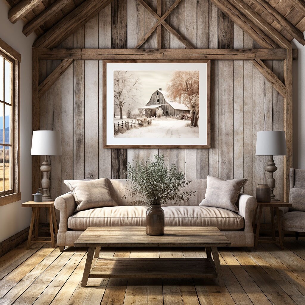 Modern Farmhouse Art Home Cabin Décor Farming Picture Weathered Barn ...