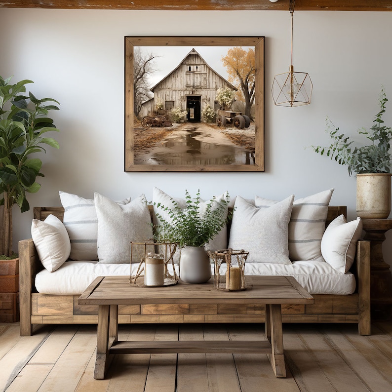 Modern Farmhouse Art Home Cabin Décor Farming Picture Weathered Barn