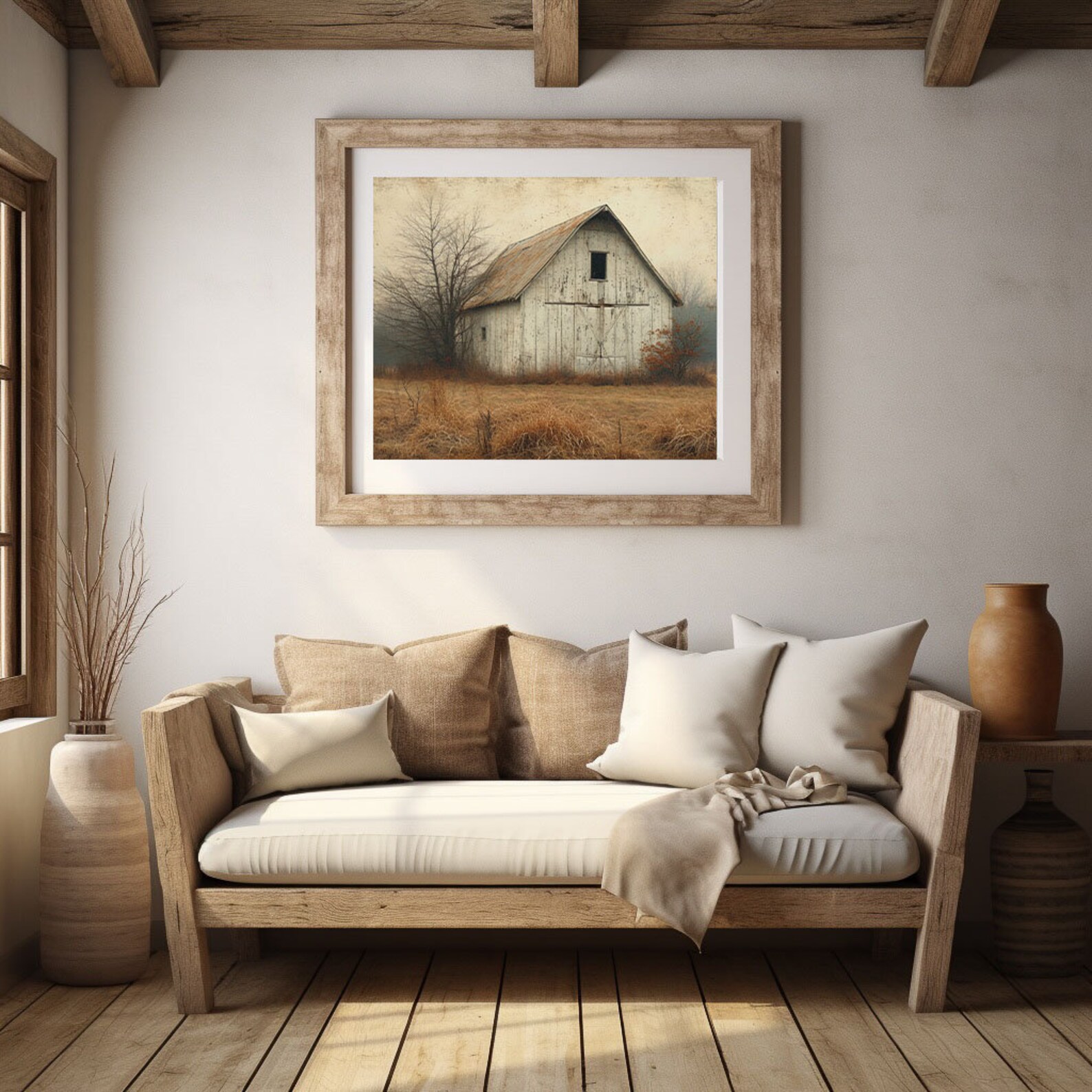 Modern Farmhouse Art Home Cabin Décor Farming Picture Weathered Barn