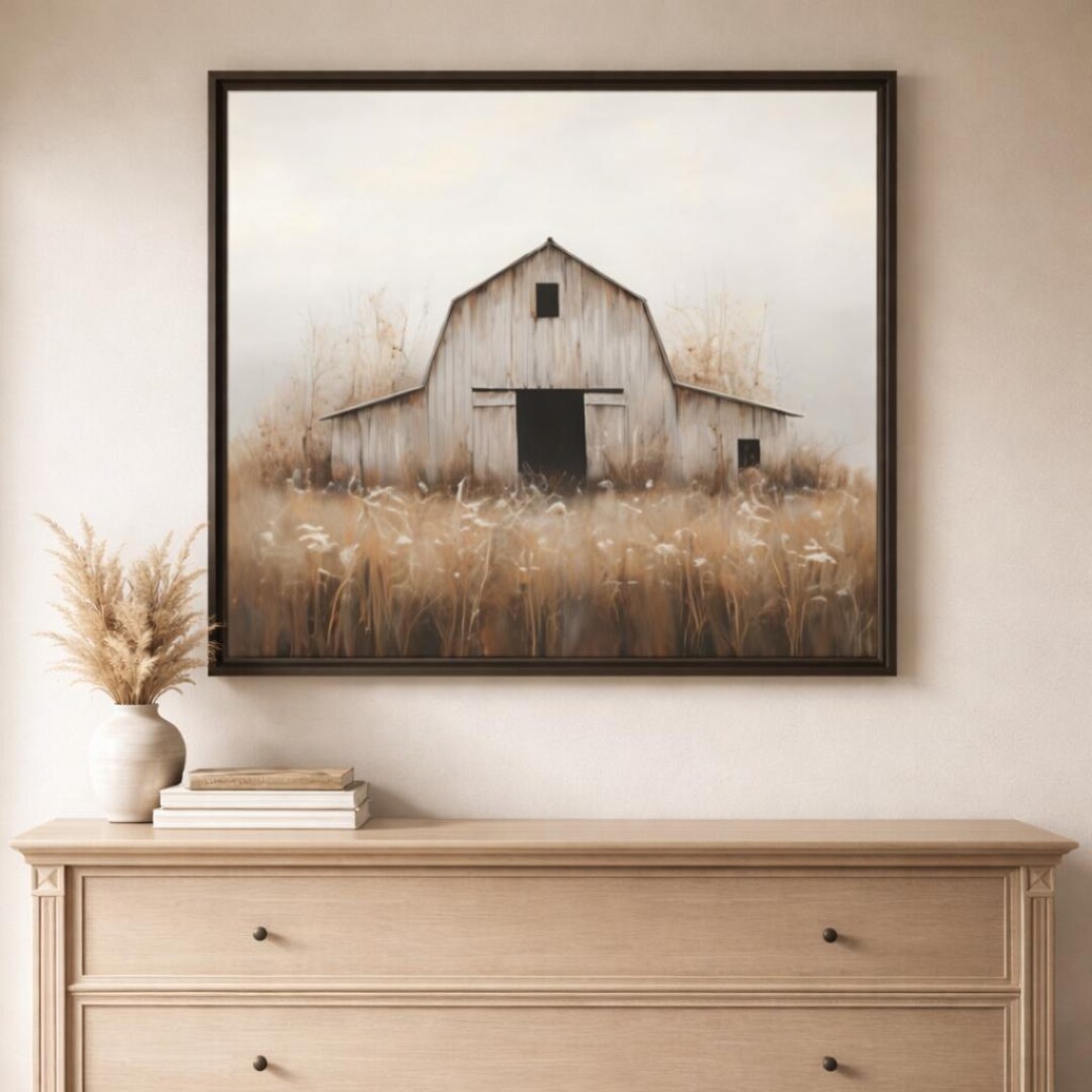 Rustic Canvas Framed Barn Canvas Wall Art – Rustic Farmhouse Landscape Décor - Etsy