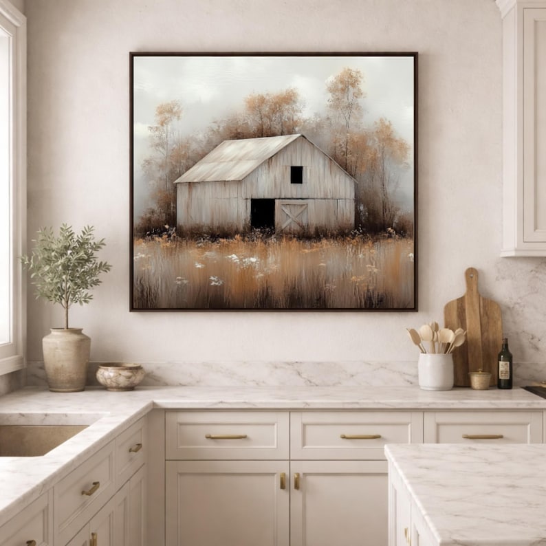 Rustic Barn Canvas Print: Farmhouse Wall Art With Wildflowers - Etsy