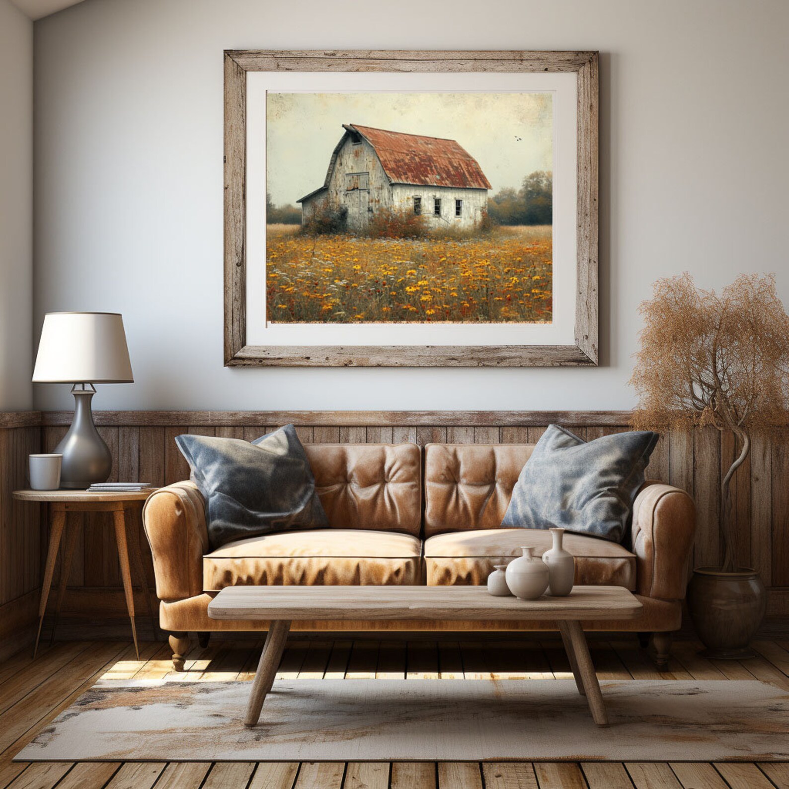 Modern Farmhouse Art Home Cabin Décor Farming Picture Weathered Barn ...