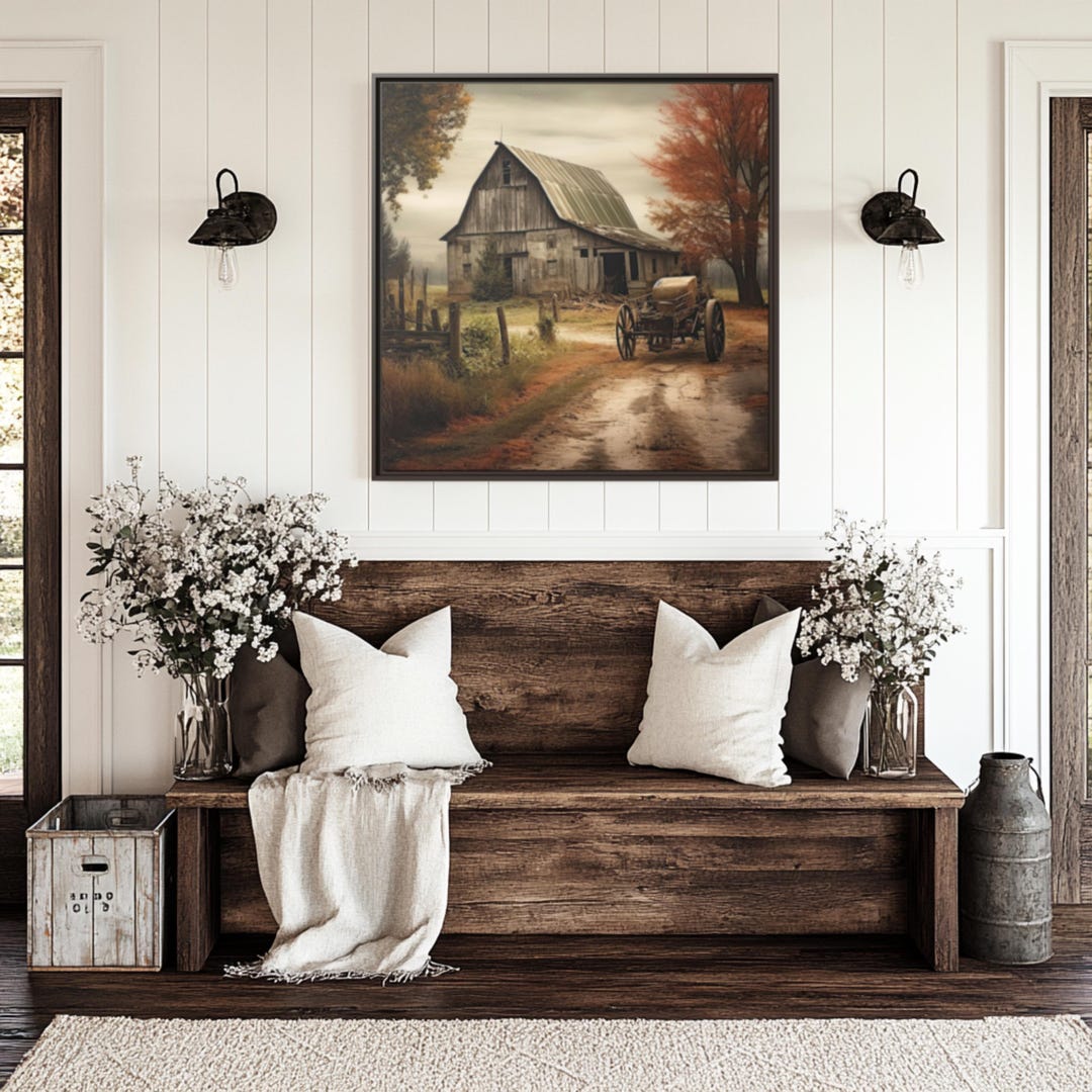 Rustic Canvas Vintage Barn Landscape Canvas Wall Art: Rustic Farmhouse Decor - Etsy