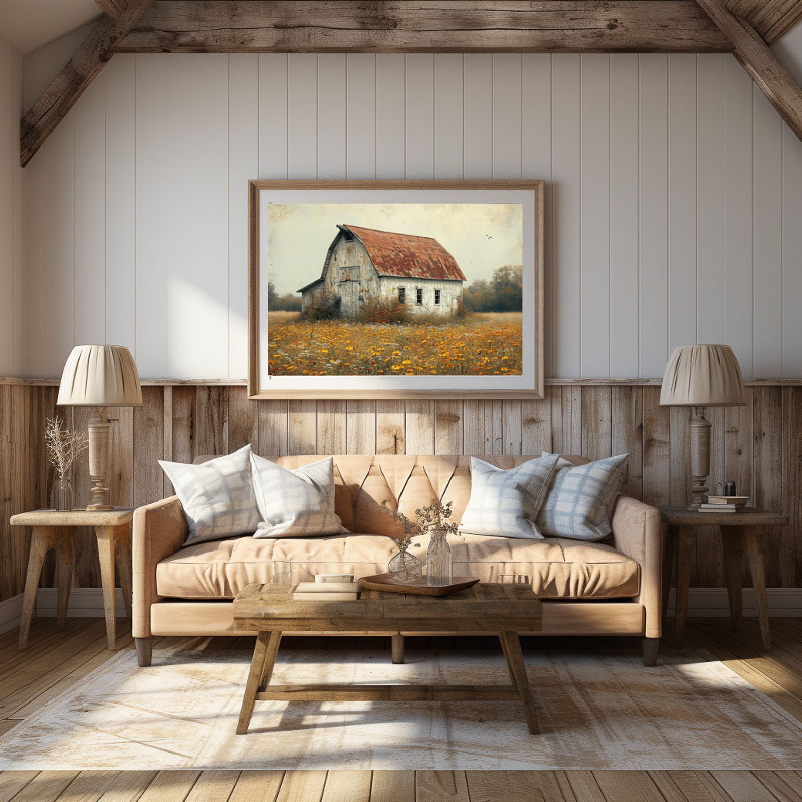 Modern Farmhouse Art Home Cabin Décor Farming Picture Weathered Barn