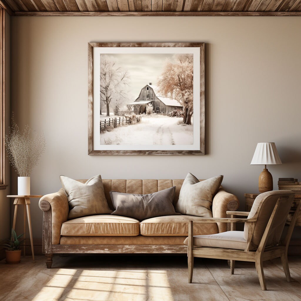 Modern Farmhouse Art Home Cabin Décor Farming Picture Weathered Barn