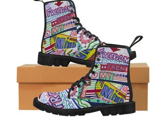 Freedom From My Mind graffiti   Women's Canvas Boots