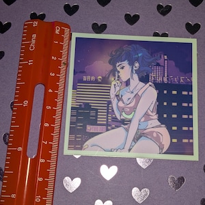 Synthwave anime aesthetic sticker