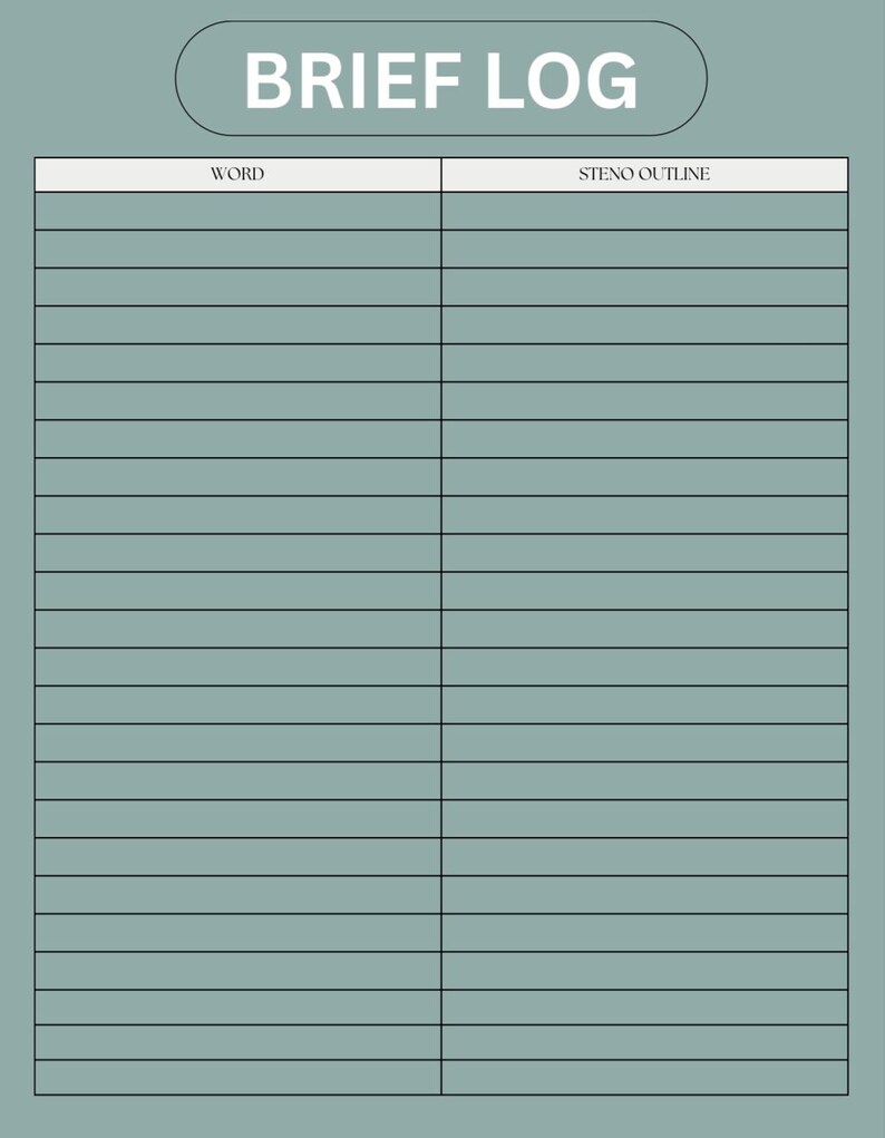 STENO BRIEF LOG - Etsy