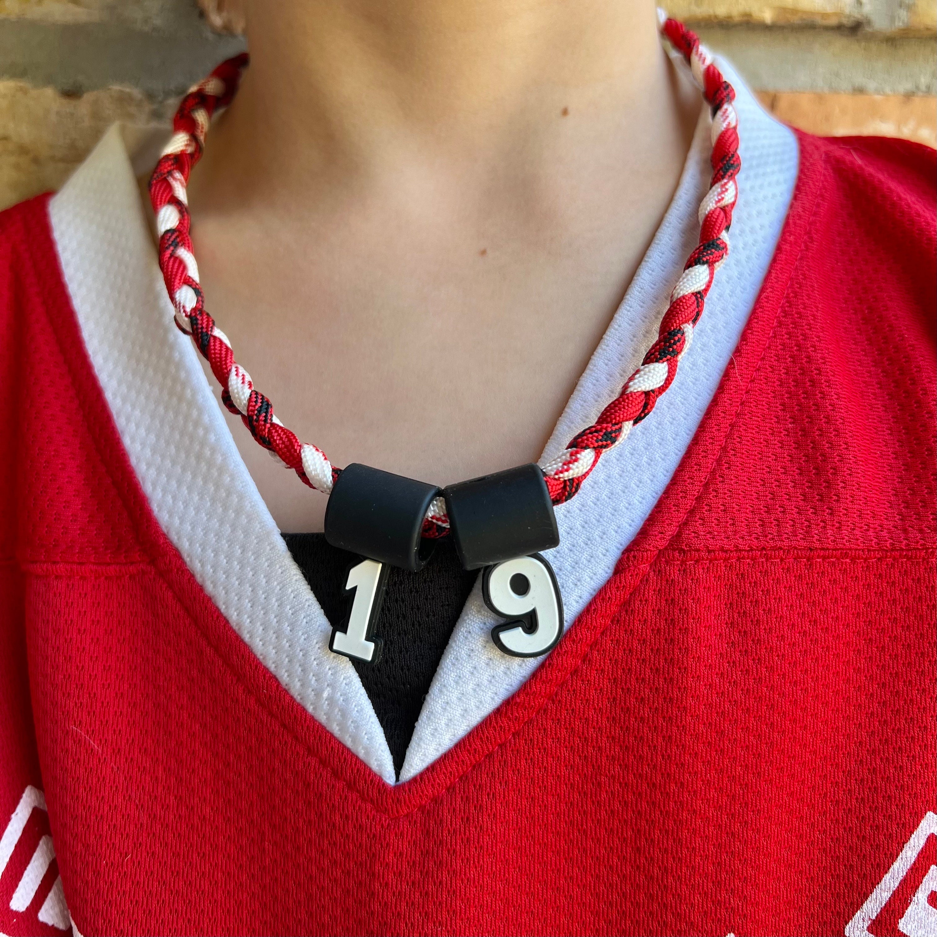 Custom Sports Necklace - Team Colour & Number | Hockey Team Necklace | Braided Necklace | Rope Necklace | Hockey Team Gifts