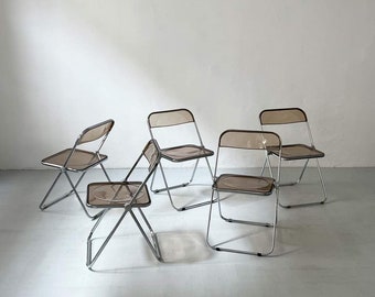 Great condition 1 of 5 chairs in smoked lucite Plia Folding Chairs by Giancarlo Piretti for Anonima Castelli
