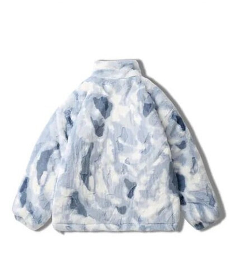 Veste zippée épaisse en fausse fourrure, veste à motif Tie Dye, veste Puffer, veste à col haut, veste dhiver confortable, veste baggy à manches longues image 2