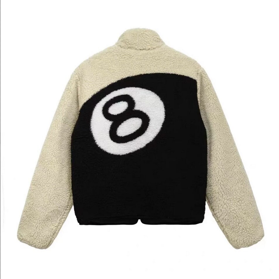 Unisex Pullover Stussy 8 Ball Black Hoodie - Jacketpop