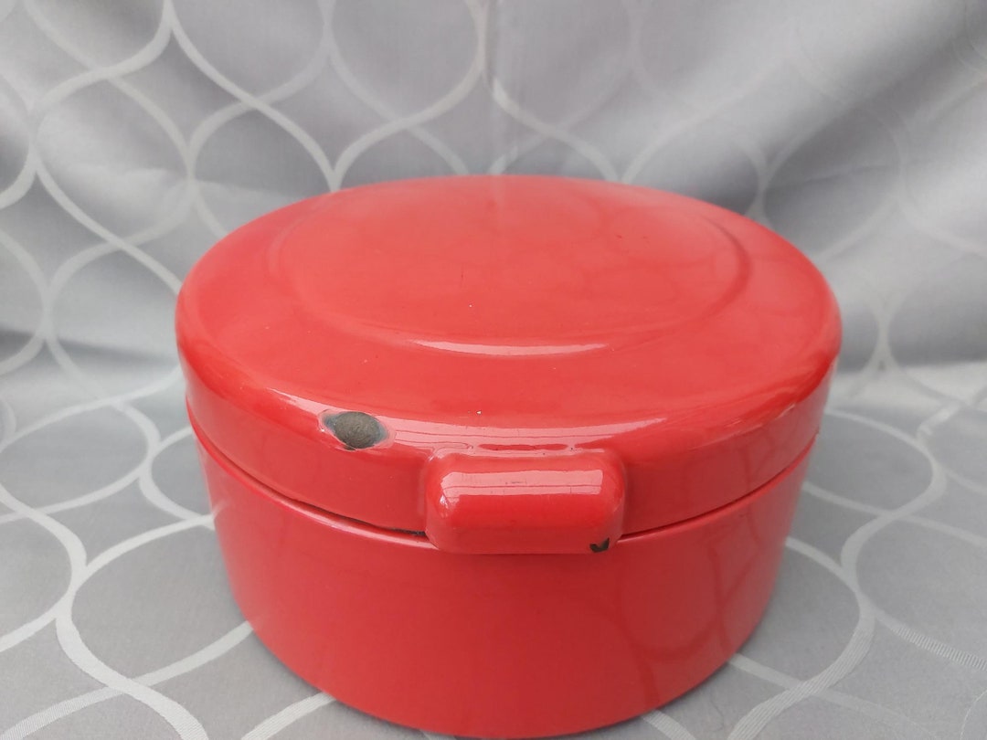 Vintage Dutch Red Enamel Bread Box Etsy