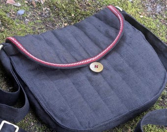 Linen Book Sachels with Tablet Woven Trim