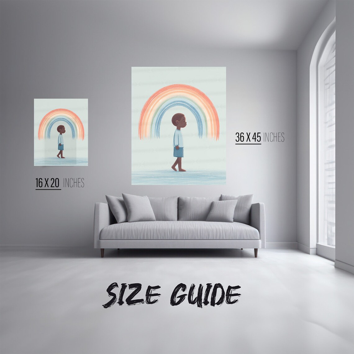 Black Boy Wall Art, Young African American Kid, Cute Rainbow Print