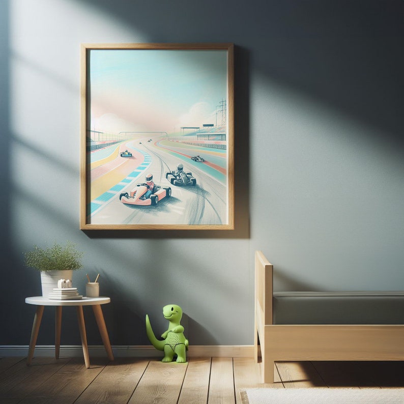 Gokart Racing Wall Art, Race Track Boy Room Decor, Racing Nursery