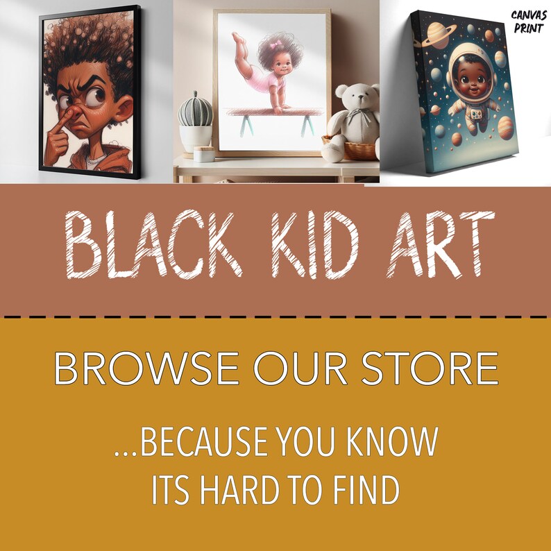 Black Princess Wall Art, Afro Unicorn Decor, Young African American Girl Room Painting Canvas