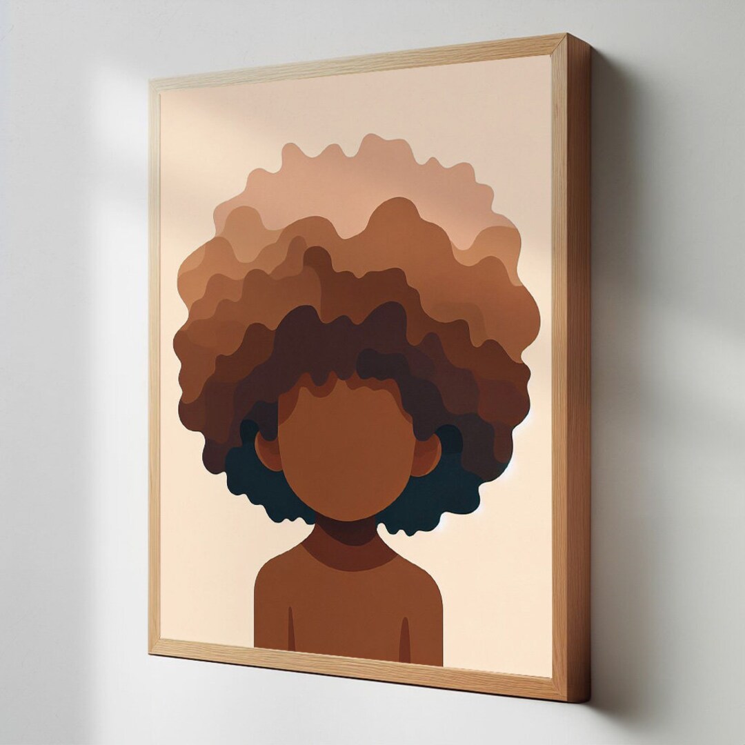 Faceless Afro Black Boy Wall Art, Africanamerican Boy, Little Black