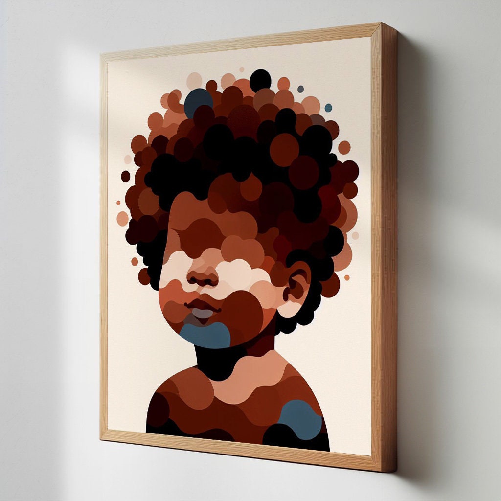 Faceless Black Boy, Black Boy Wall Art, Africanamerican Boy Room