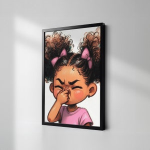 Black Girl Bathroom Art, African-American Bathroom Wall Decor, Kids Room Decor Prints, Black Owned Shop