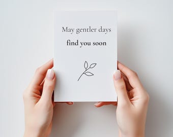 Carte de sympathie minimaliste, message d'encouragement, soutien à la guérison (téléchargement 5 x 7)