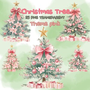 Watercolor Christmas Tree Clipart, Christmas Tree Png, Christmas Decor, Transparent Background, Premium Quality,  Christmas Tree Bundle