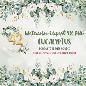 Aquarell Greenery Eukalyptus Clipart, Eukalyptusstrauß, PNG Eukalyptus, Aquarell Eukalyptus, PNG, SVG, Greenery Aquarell-Set
