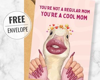 Funny Cool Mom Mother's Day Card Digital Download, You're Not a Regular Mom You're a Cool Mom, Grandma Birthday, Anniversary Gift Printable