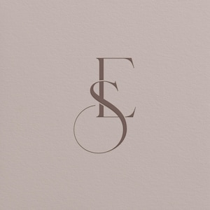 May include: A minimalist logo design featuring the intertwined letters "S" and "E" with a stylized "L" and a circular element. The letters are in a muted brown color against a light brown textured background.