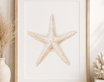 Neutral Starfish Wall Art | Museum-Quality Coastal Fine Art Print
