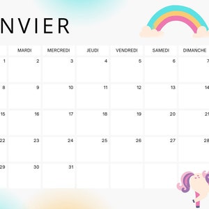 Calendrier Licorne 2024 FRANCAIS image 2