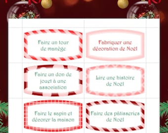 Bons pour enfants préparation Noël / Calendrier de l'Avent, pré remplis et à remplir